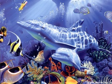 Beautiful Dolphin Oil Paintings